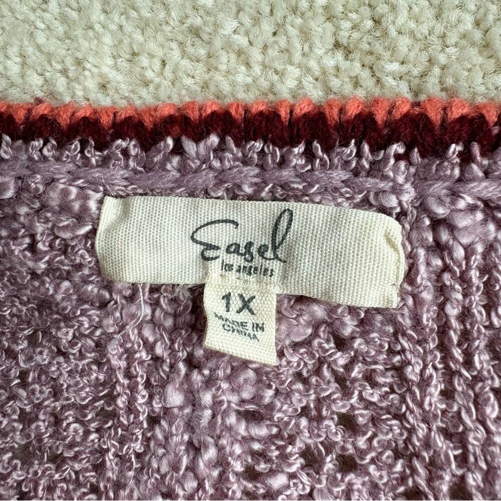 Easel Lavender and Crimson Striped Sweater - Picture 3 of 6